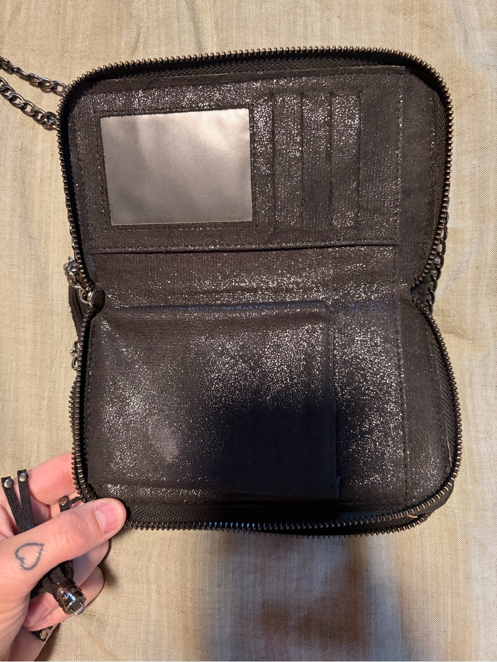 Repurposed Luis Vuitton Brown Monogram Crossbody Bag with Studs and Tassel - Picture 8 of 13